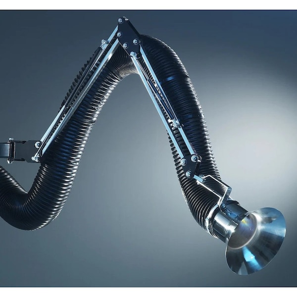 Lev-Co 8' 2" ESD extractor arm c/w 6.3"diameter hose, bell-mouth Capture and wall bracket ESD-ARM-HSTD-160-2500 - main